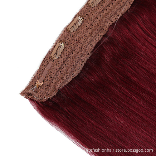 Wholesale Silky Straight Real Human Hair Extensions Hairpiece Halo Wire Hair Extensions with Fish Line Halo Hair Extensions